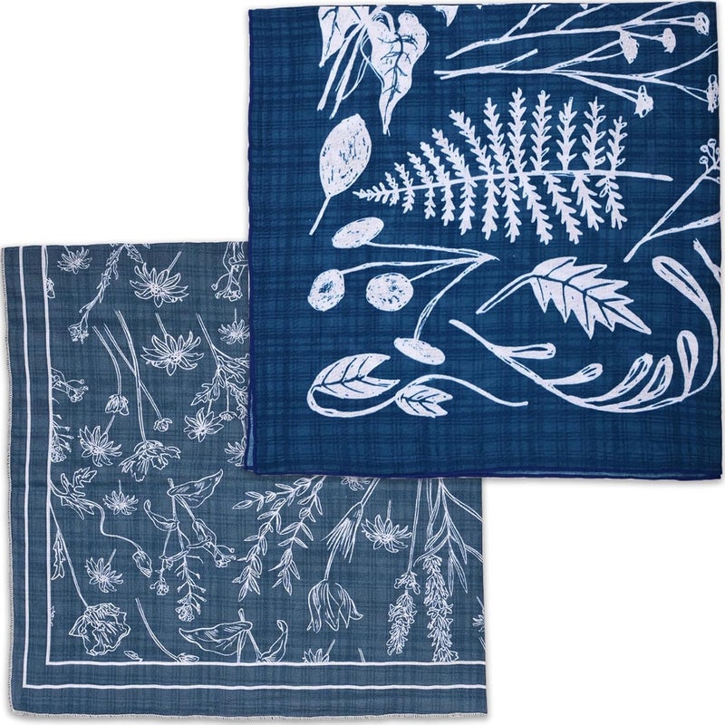 Acigbetter 2 Pack Soft Cotton-Blend Bandana for Women and Men, 21.6''x 21.6'' Neck Head Scarf Summer Thin Bandana Headband - Image 1